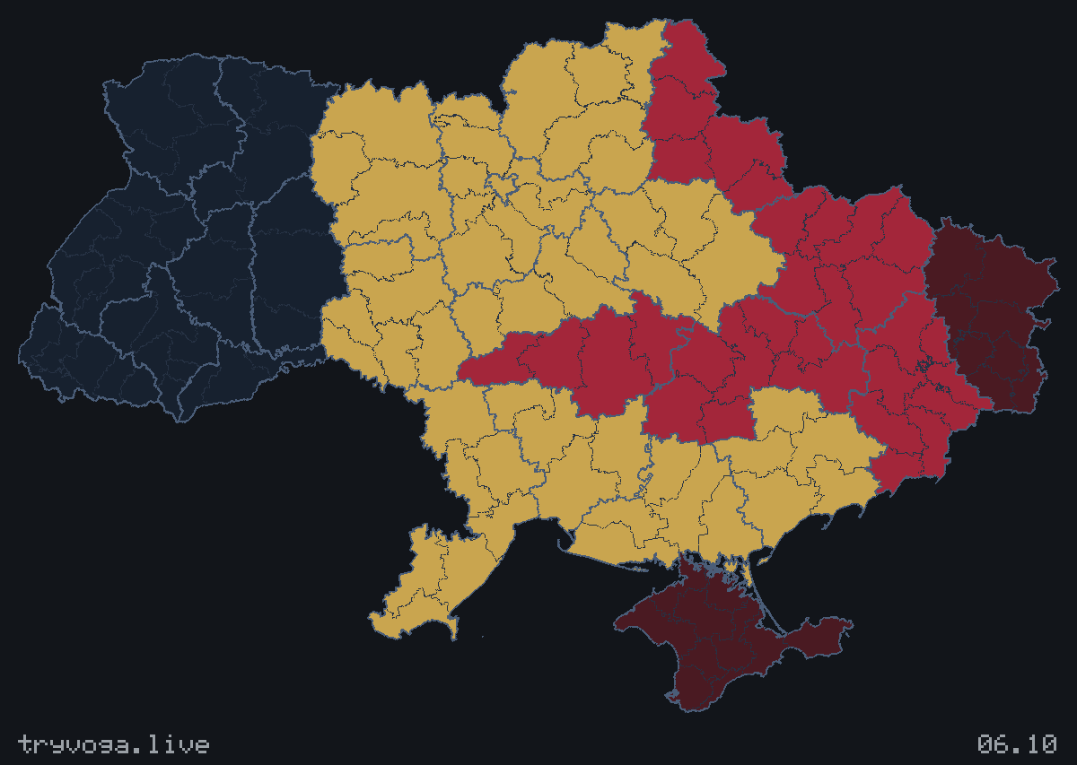 Карта тривог 6 жовтня 2026